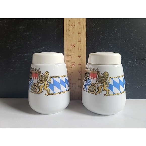Vintage BAVARIA COAT OF ARMS Salt & Pepper Shakers Seltmann Welden  West Germany - Picture 10 of 10
